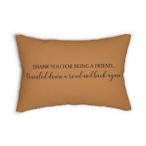 Friendship Pillow, Farmhouse Decor, Lumbar Pillow, Minimalist Pillow, Thank you Friend Pillow, Housewarming Gift, Best Friend Gift Pillow Brown