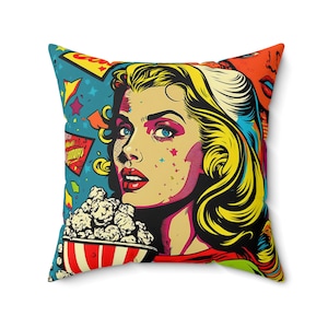 Poduszka Pop Art - Prezent dla taty - Poszewka na poduszkę w stylu komiksu - Wydruk w stylu pop-art - Poduszka do kina domowego - Retro - Komiks - Poduszka dekoracyjna - Połowa wieku