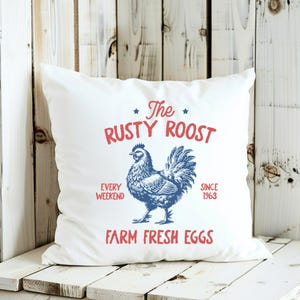 Farmhouse Chicken Pillow: Rustic Country Home Decor