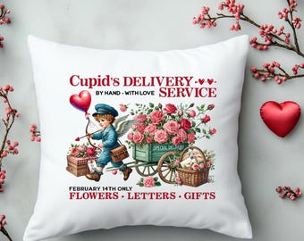 Valentine Throw Pillow Cupids Delivery Service Vintage Floral Love Decor