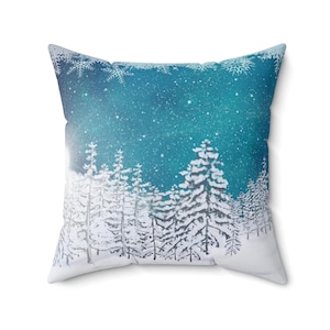 Winter Landscape Pillow, Winter Trees Pillow Cover, Christmas Winter Home Decor, Gift, Winter Scene Pillow, Winter Decor, Farmhouse