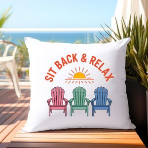 Adirondack Chair Pillow: Sunset Beach House Decor
