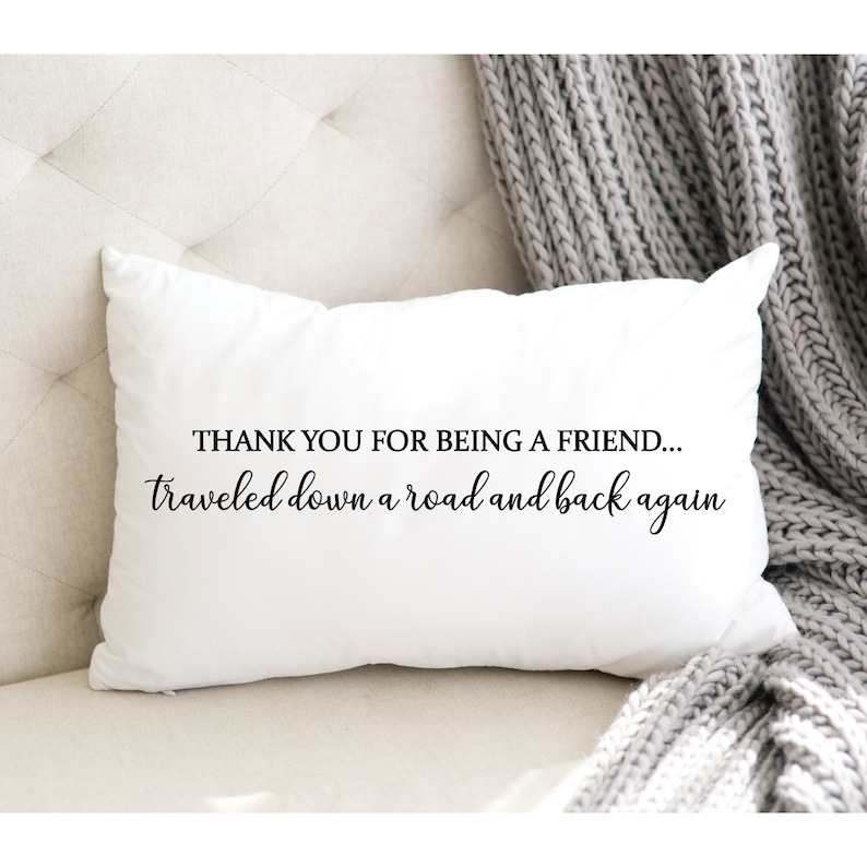 Friendship Pillow, Farmhouse Decor, Lumbar Pillow, Minimalist Pillow, Thank you Friend Pillow, Housewarming Gift, Best Friend Gift Pillow image 1