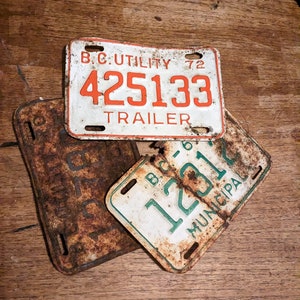 Three British Columbia Trailer License Plates