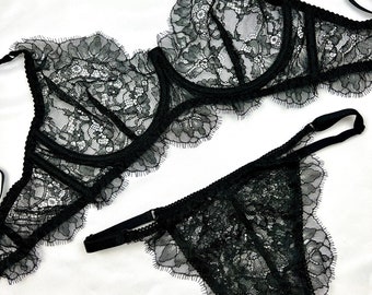 Andromeda Black Lace Bra, See Through Bra, Sheer Bra, See Through Lingerie, Sheer Lingerie