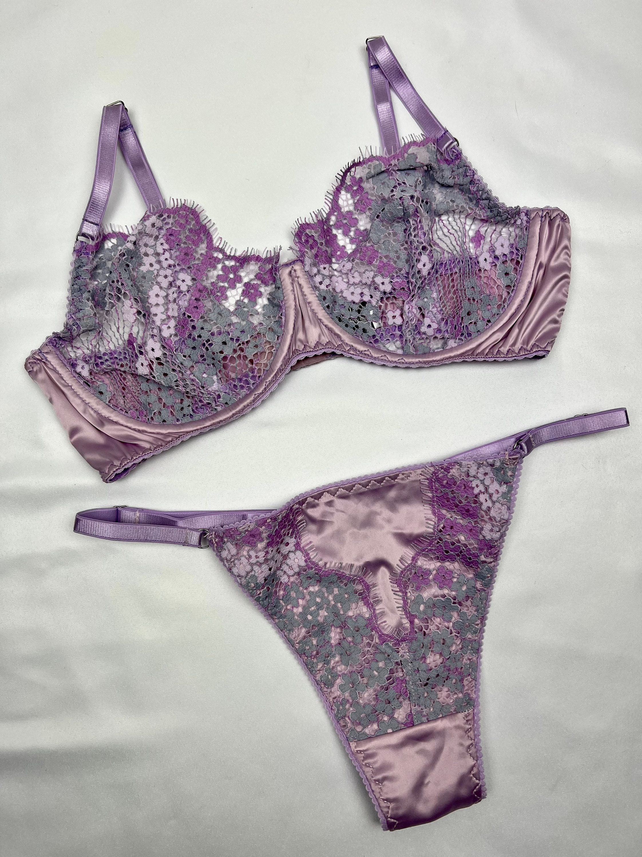 Aphrodite Lilac Silk Bra, Lilac Bra, Purple Bra, See Through Bra