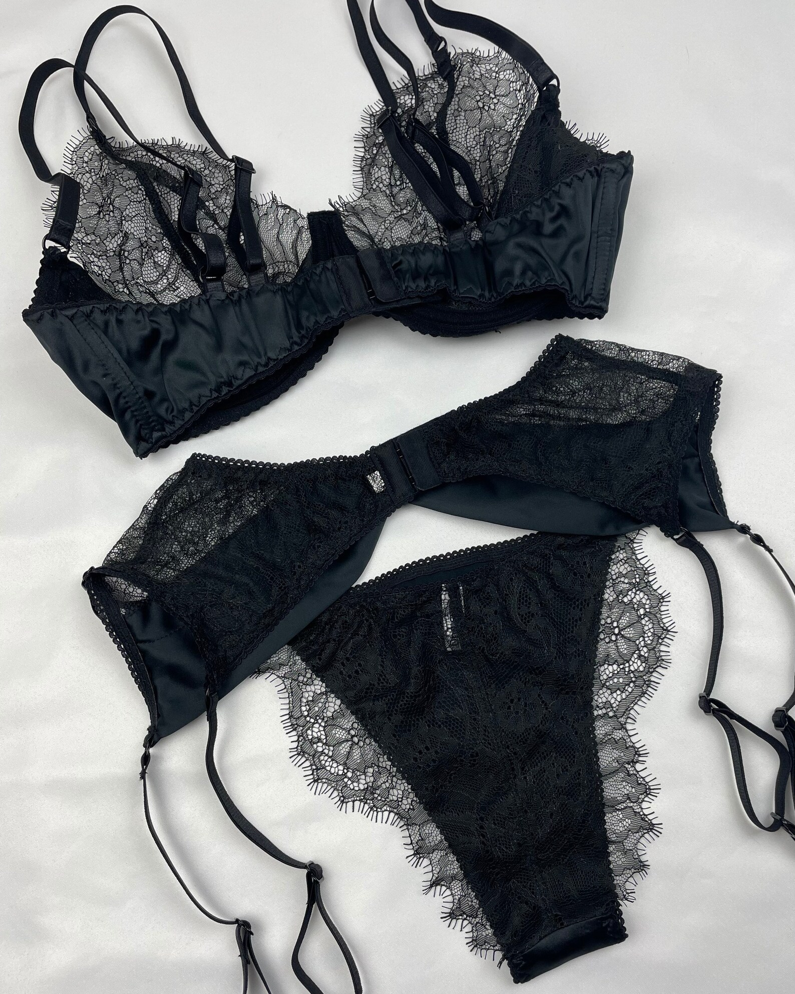 Wicked Black Silk Garter Belt, Black Garter Belt, Silk Garter Belt