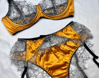 Celeste Amber Yellow Satin Bra