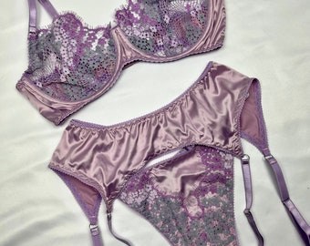 Aphrodite Lilac Silk Bra, Lilac Bra, Purple Bra, See Through Bra, Silk Lingerie