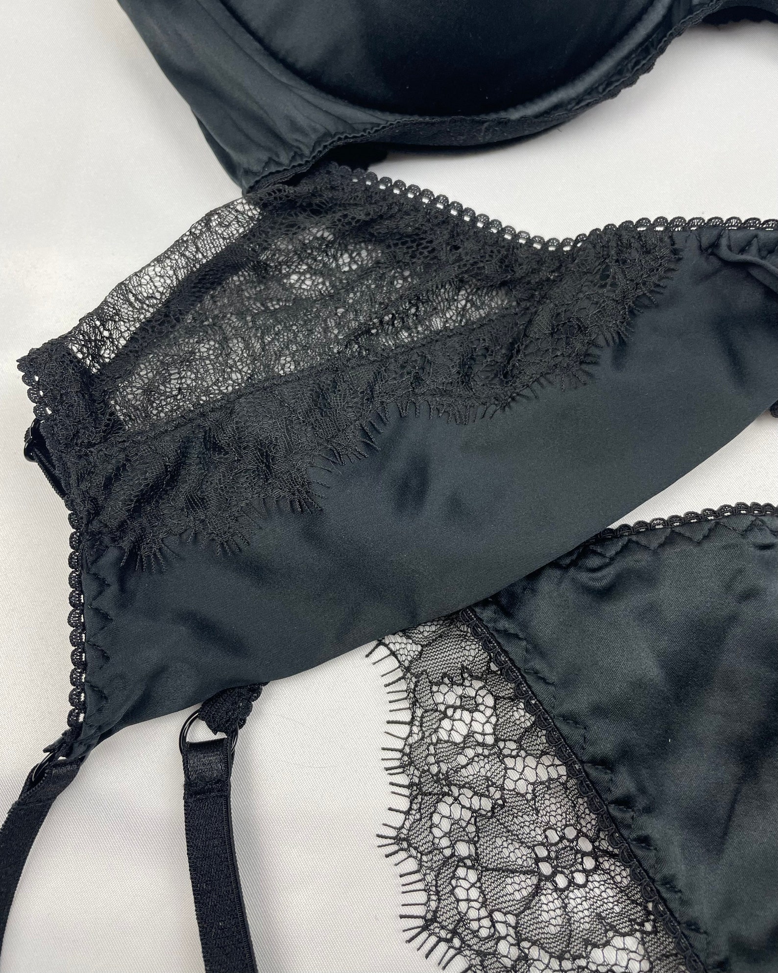 Wicked Black Silk Garter Belt, Black Garter Belt, Silk Garter Belt