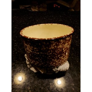 Stangl Town and Country Brown Spongeware Tall Casserole Dish wo Lid 4 Inch Deep