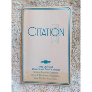Manual del propietario del Chevrolet Citation 1983 83 Libro guía literatura ORIGINAL SC Vtg