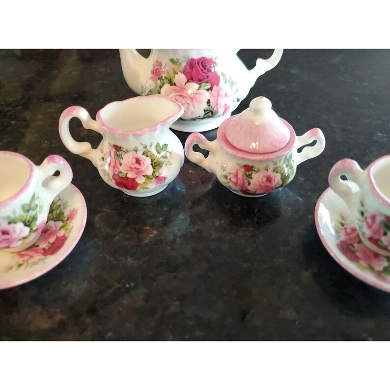Vintage Allyn Nelson Fine Bone China Miniature Tea Set for Two Made in
