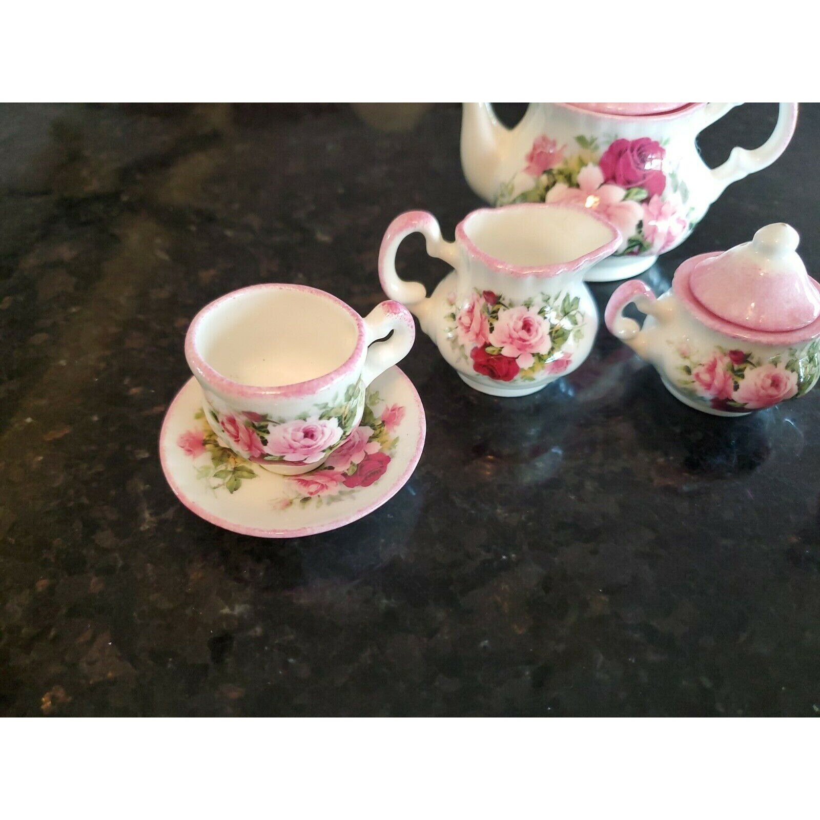 Vintage Allyn Nelson Fine Bone China Miniature Tea Set for Two Made in