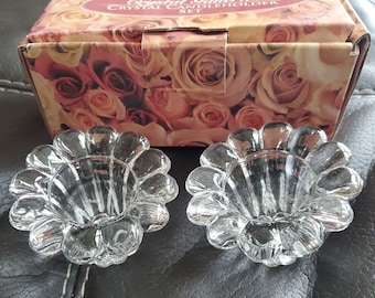 Glass Crystal Candleholder Set for Taper Candles by Collectors Crystal Galleries