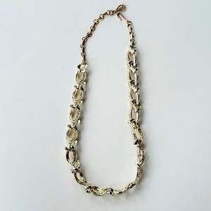 Vintage Coro MCM Yellow Gold Plated Large Oval Custom Link Signed Necklace