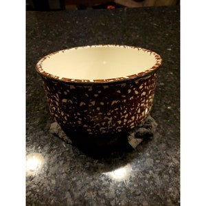 Stangl Town and Country Brown Spongeware Tall Casserole Dish wo Lid 3 Inch Deep