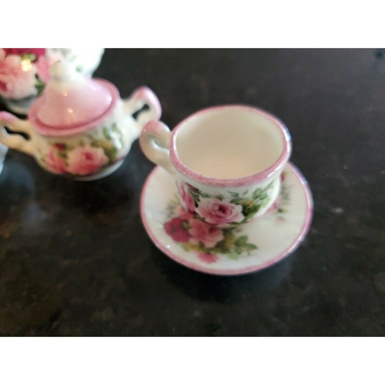 Vintage Allyn Nelson Fine Bone China Miniature Tea Set for Two Made in