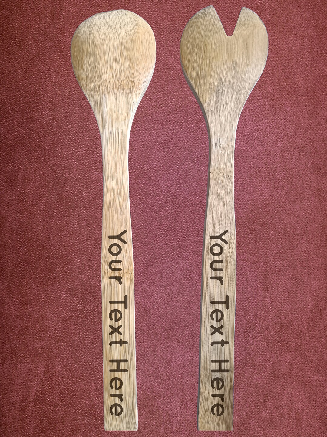 Customised Bamboo Spoons Set of 2 Salad Spoons Wooden Spoons Etsy UK