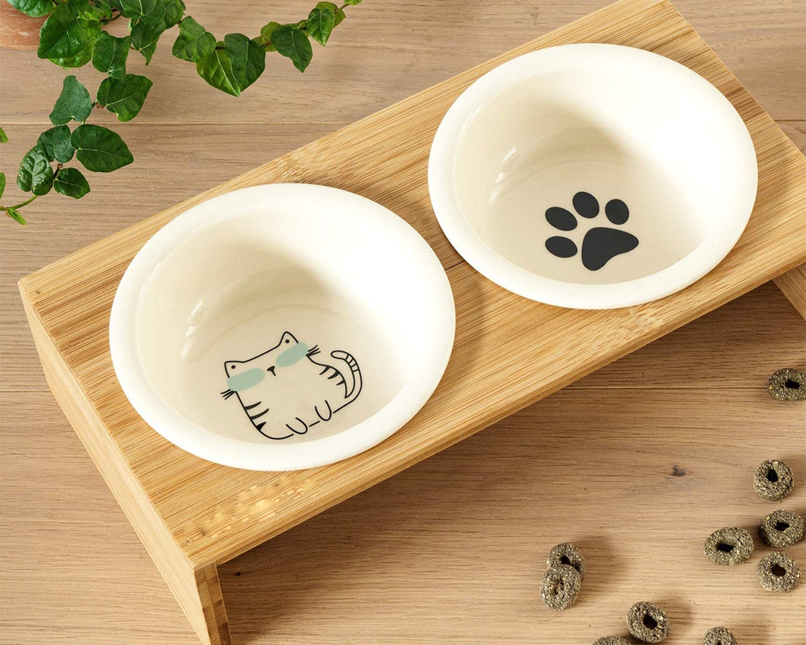 Ceramic Small Dog Bowls with Stand Raised Food and Water Etsy