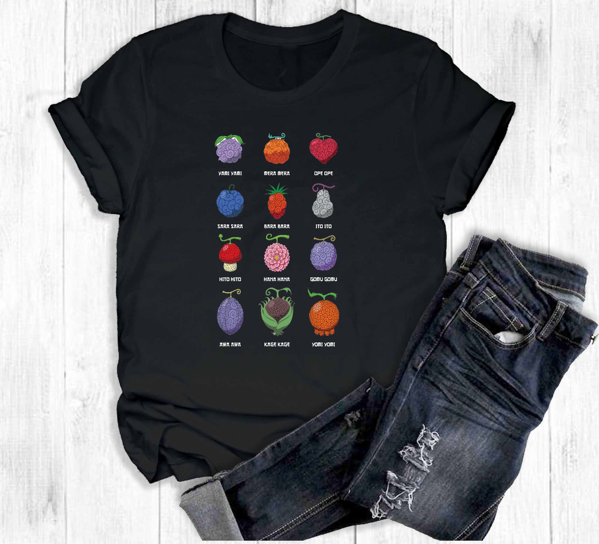 16 One Piece Devil Fruits Anime Gomu Gomu Black Hoodie 16 One | Etsy