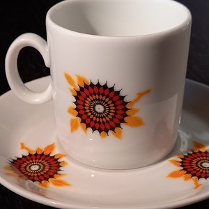 Coffee service from the 70&#39;s in porcelain. Orange flowers.