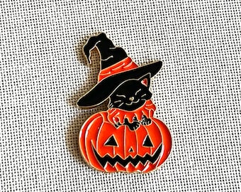 Pumpkin Cat Needle Minder | Halloween Needle Minder | Needle Nanny | Magnetic Needle Minder | Cross Stitch | Enamel Needle Minder | Fall