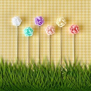 Decorative Pastel Flower Sewing Pins | Quilting Pins | Paper Craft Pins | Sewing Notions | Pin Cushion | Spring