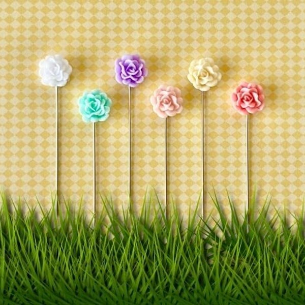 Decorative Pastel Flower Sewing Pins | Quilting Pins | Paper Craft Pins | Sewing Notions | Pin Cushion | Spring