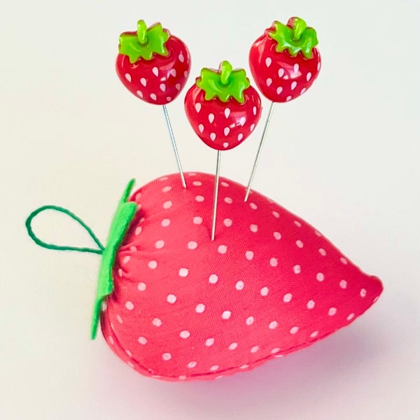 Decorative Strawberry Sewing Pins | Quilting Pins | Paper Craft Pins | Sewing Notions | Pin Cushion | Strawberry