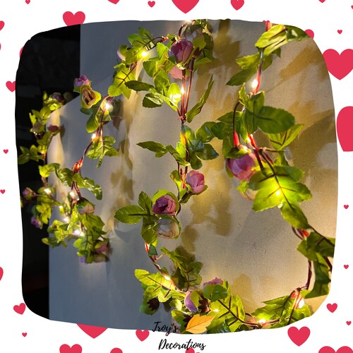 Flower Green Leaf String Lights Artificial Vine Fairy Lights Etsy