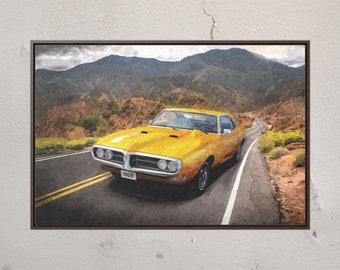 1968 Firebird canvas print, car guy gift, man cave wall art, muscle car automotive art, car enthusiast gift garage art, american muscle.
