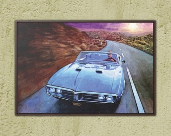 1967 Pontiac Firebird lienzo impresión galería de algodón automotriz envolver clásico músculo coche pared arte garaje pintura al óleo digital mancave decoración del hogar