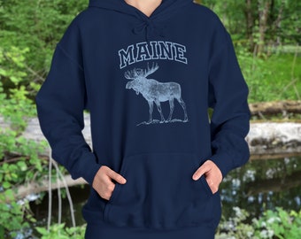 Maine Moose Hoodie. Unisex Heavy Blend Hooded Sweatshirt - Gildan 18500 - Unisex Heavy Blend Hooded Sweatshirt