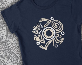 Mesoamerican Monkey Ladies Shirt. Ancient Mesoamerican Native Art. Mexican Azteca Woman's Tee