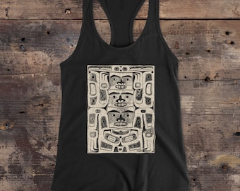 Haida Ceremonial Bear Tank Top. Tlingit Native American Racerback Tank