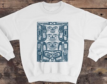 Haida Ceremonial Bear Sweater. Tlingit Native American Sweatshirt