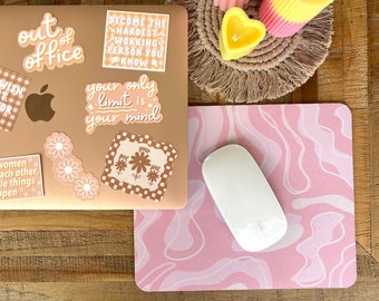 Baby Pink Doodles Trendy Mousepad // Unique Pink Mousepads // Colourful Office Decor // Mouse pads // Unique Gift // Gift for Coworker