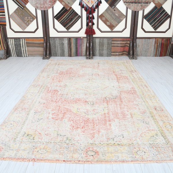 turkish rug,5x9 vintage rug,oushak rug,5x9 rug,handmade,wool rug,antique rug 5x9,turkish,carpet,faded rug,muted rug,neutral rug,turkey,41