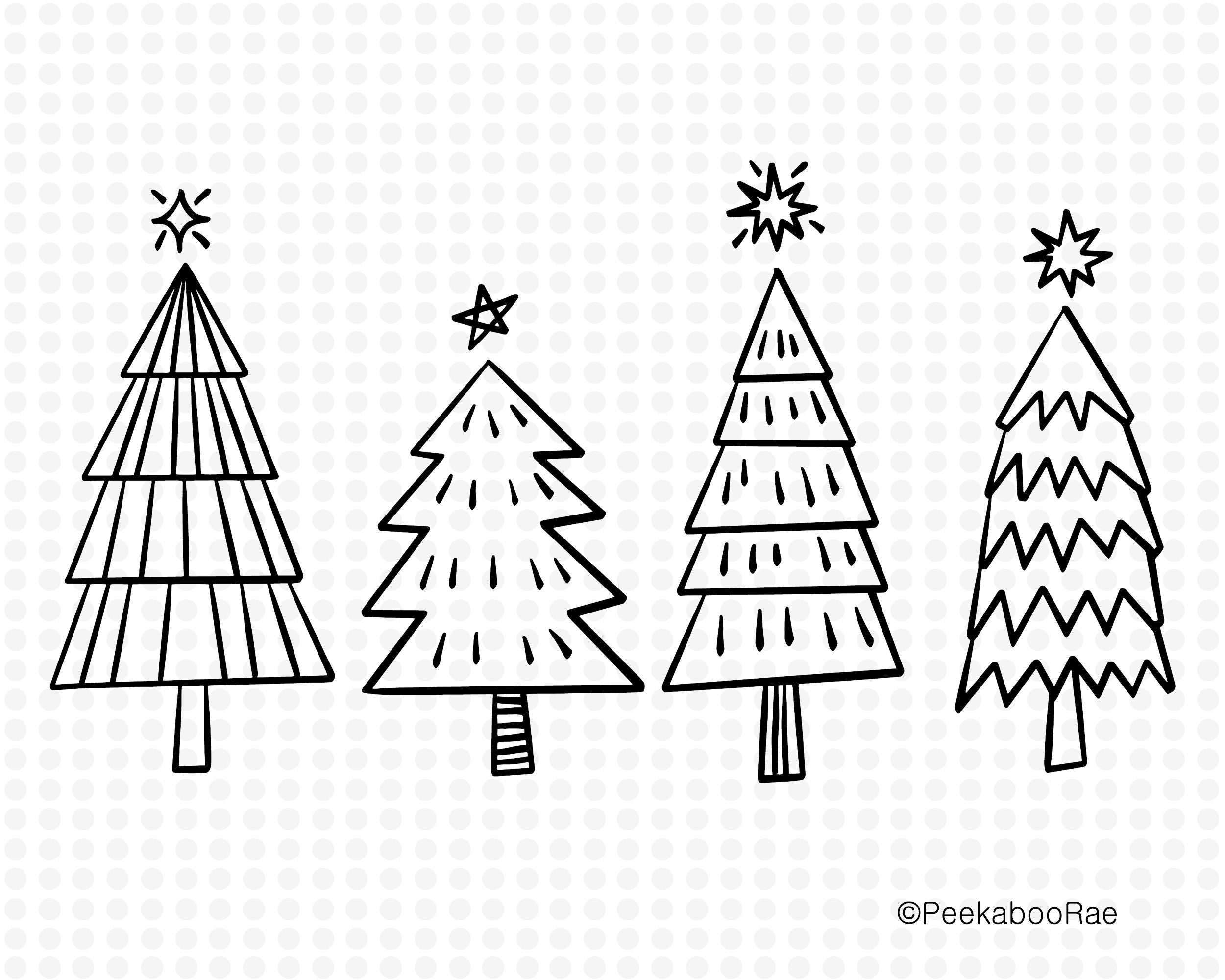 Christmas Tree Doodles SVG Merry Christmas SVG Christmas | Etsy