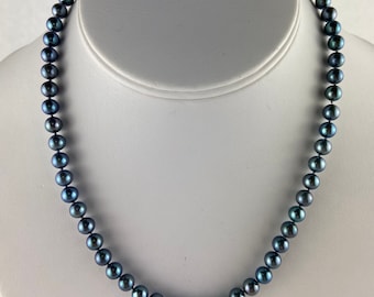 6.5mm Gray Japanese Akoya Pearl Necklace, 14kt White Gold Clasp, 17"