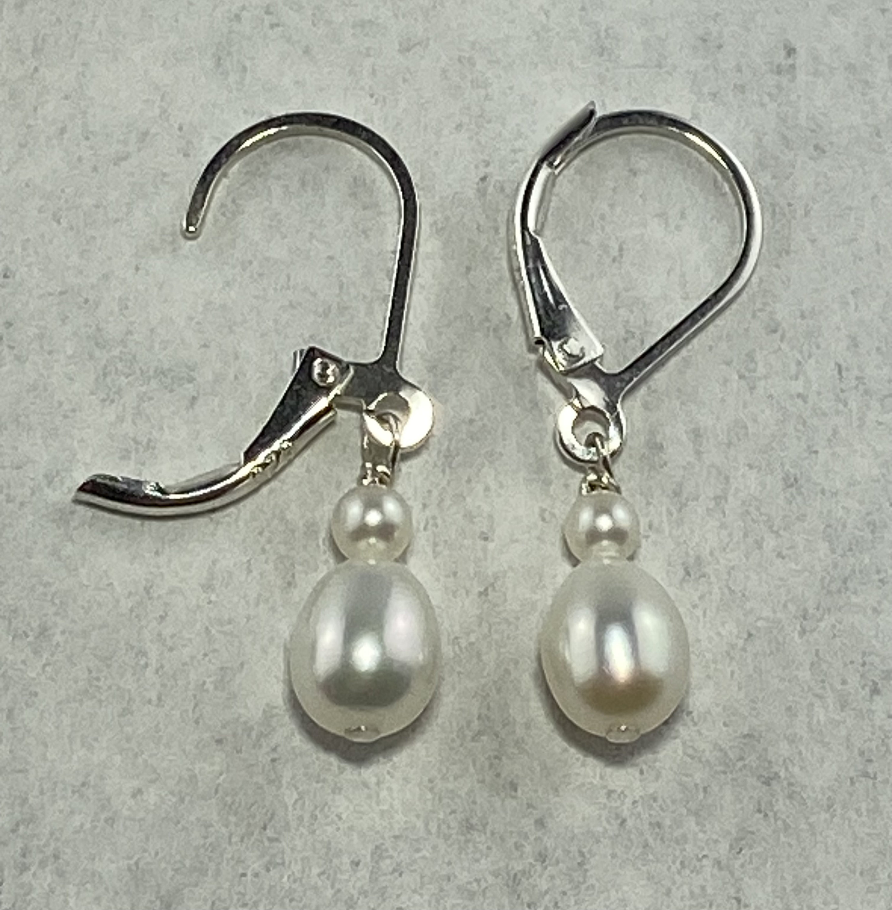 ピアス Teardrop Pearl Hoop Earrings - Silver Pearl Hoop Earrings, Baroque Freshwater Pearl Drop sterling