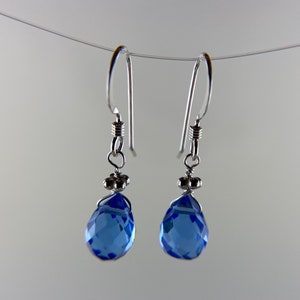 Handmade Sterling Silver Blue Quartz Briolette Dangle Earrings