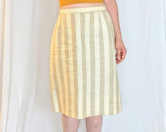 Linen Striped Pencil Skirt