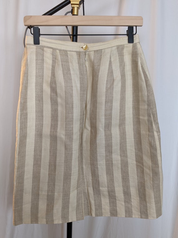 Linen Striped Pencil Skirt - image 6