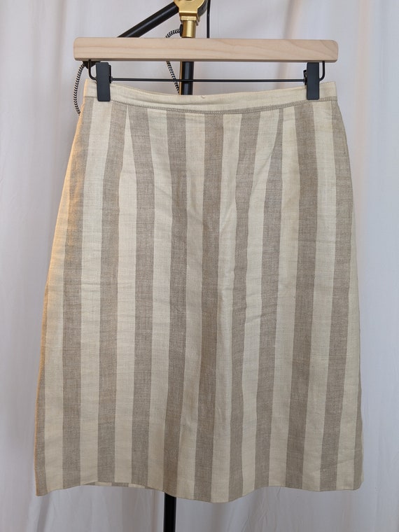 Linen Striped Pencil Skirt - image 5