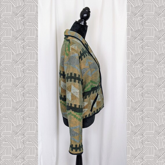 Abstract Geometric Southwest Pattern Woven Crop J… - image 4