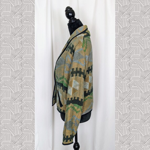 Abstract Geometric Southwest Pattern Woven Crop J… - image 2