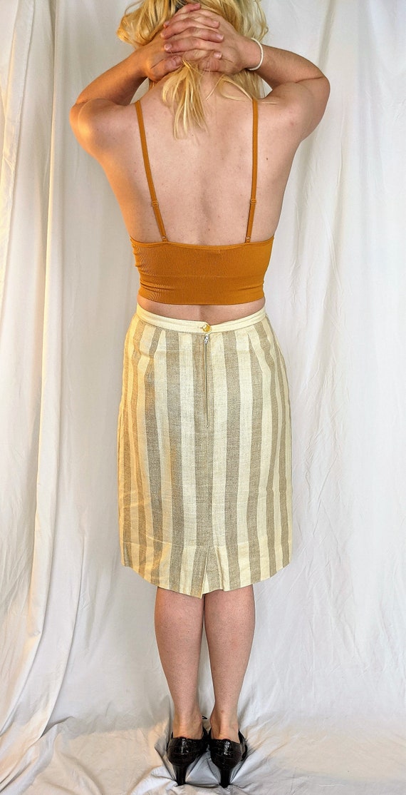 Linen Striped Pencil Skirt - image 2