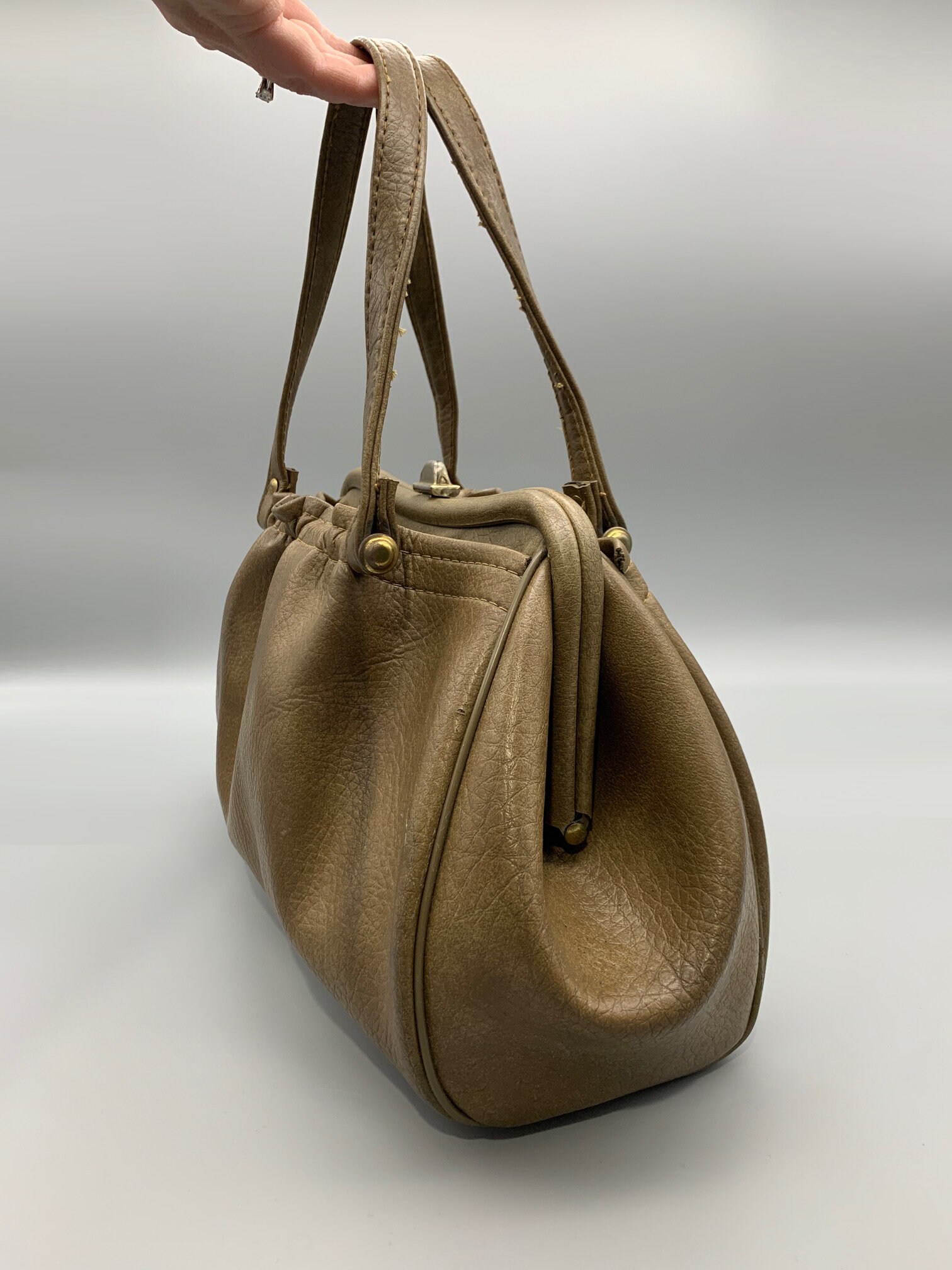 Brown Leather Doctor Bagstyle Purse Vintage Handbag Etsy